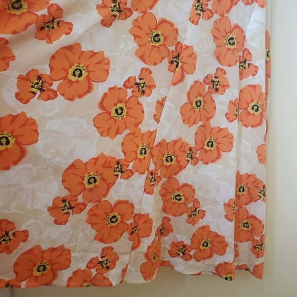 NWOT XS/S Shein Orange Floral Midi - Picture 9 of 10